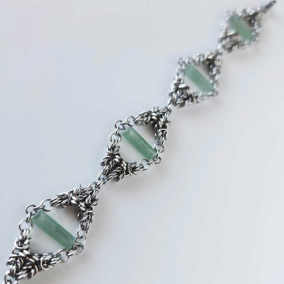 Gothic long chainmaille necklace with a small silver chain - Picture 2 of 7